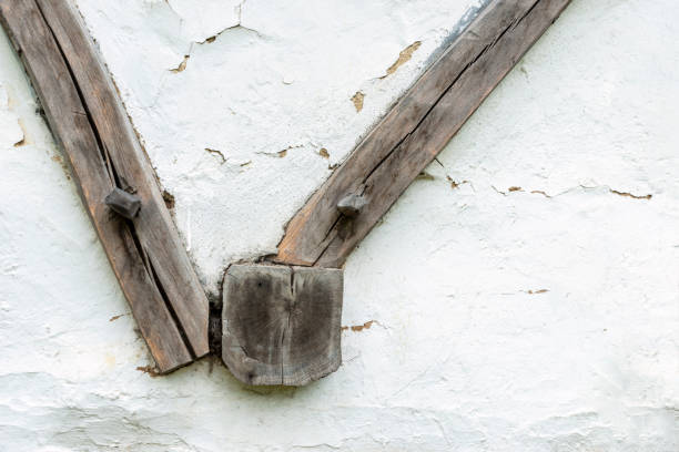 Architecture detail from an old wall of a frame house. Bulgaria, Europe.