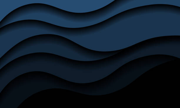 istock Abstract illustration with deep blue waves. Modern web design banner or poster. Wavy dark background. 1372118269