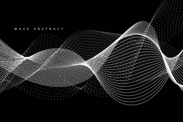 wave hintergrund. abstraktes vektor-illustration. 3d-technologie stil. netzwerk-design mit partikelfilter. - digitally generated image audio stock-grafiken, -clipart, -cartoons und -symbole