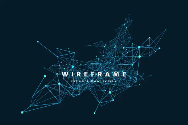 Vector illustration of 3d connection structure. Futuristic technology style.