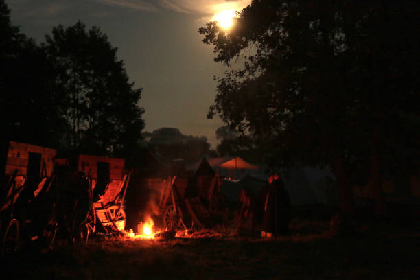 Chwarszczany, Poland - August 29, 2015: A knight tournament organized periodically next to the Templar chapel in Chwarszczany. Historical reconstruction.
