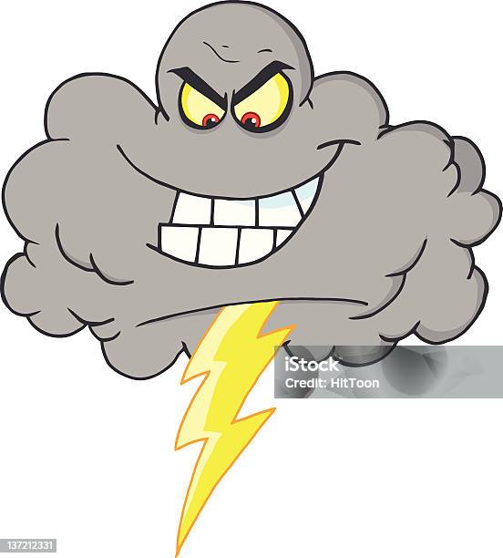 Storm Cloud Mit Meetingraum Thunderbolt Stock Vektor Art und mehr Bilder von Vektor - Vektor, Charakterkopf, ClipArt