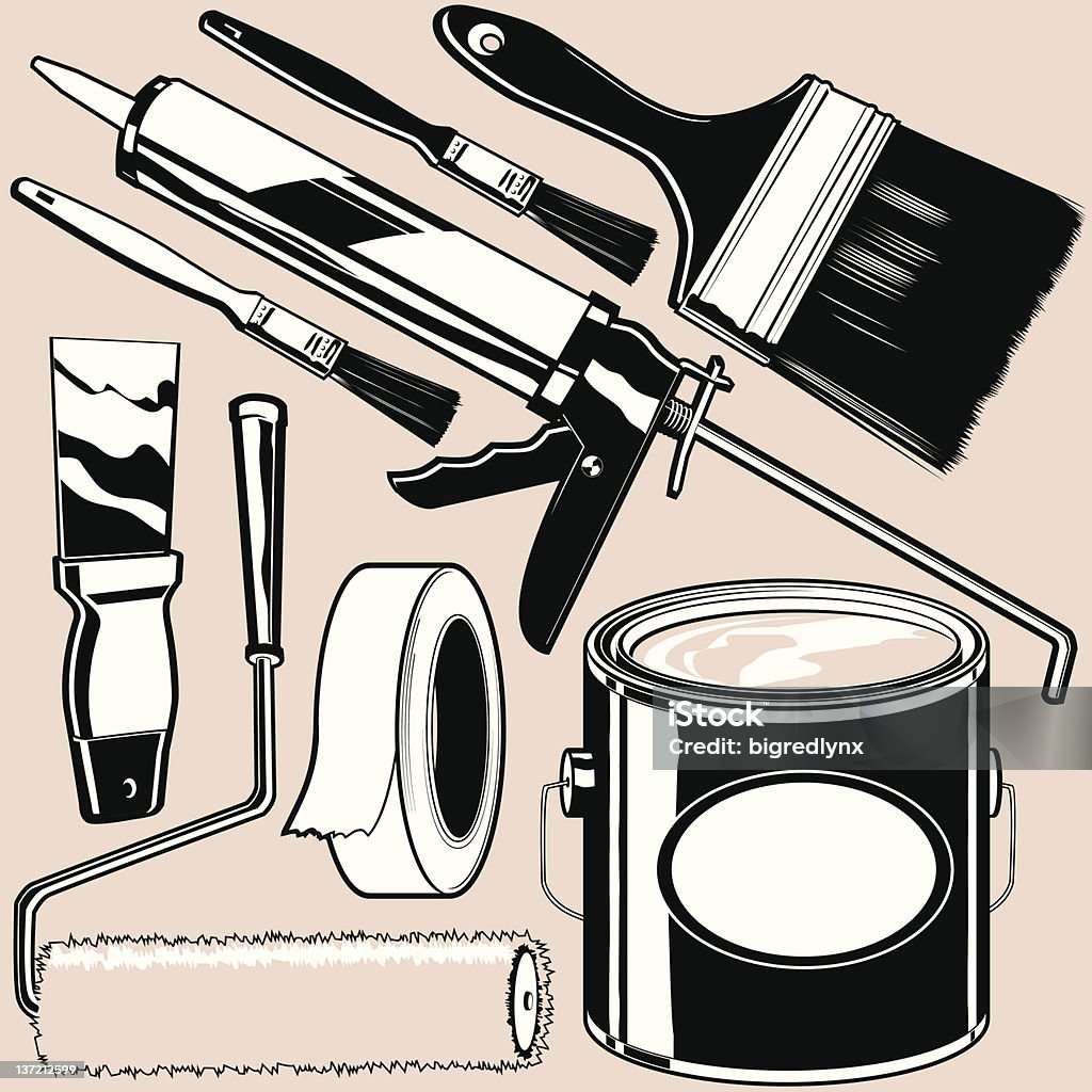 Painting Supplies Various painting-related stuff. Caulk Gun stock vector