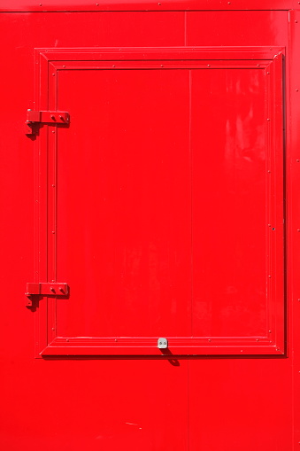 Red hatch made of metal, Germany, Europe