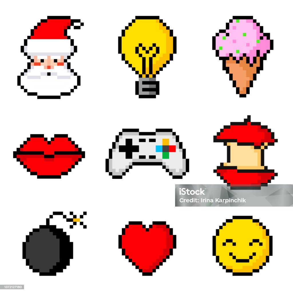 Một Tập Hợp Các Biểu Tượng Pixel Vector Hình Minh Họa Đầy Màu Sắc ...