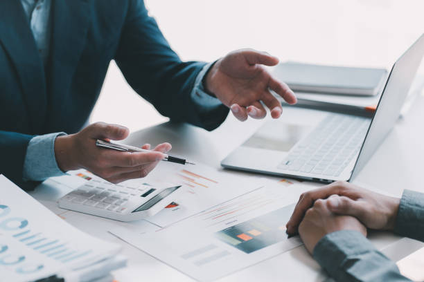 istock Business team collaboration discussing working analyzing with financial data and marketing growth report graph in team, presentation and brainstorming to strategy planning making profit of company. 1372127988