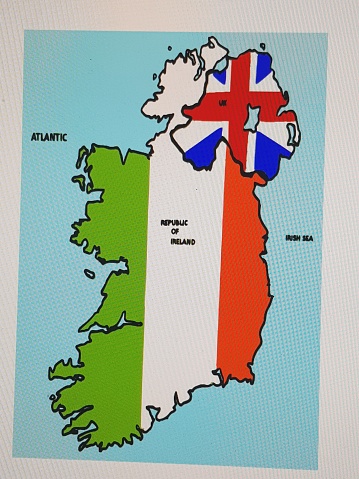 An illustration of Ireland with the border to united kingdom