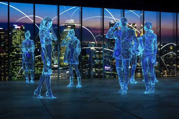 istock Abstract digital people connected with signal 1372130745