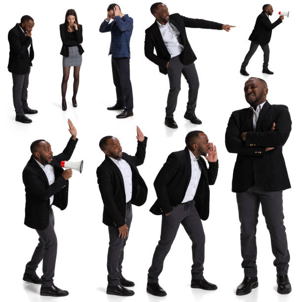 istock Collage. Business people. employees during working day isolated over white background 1372131255