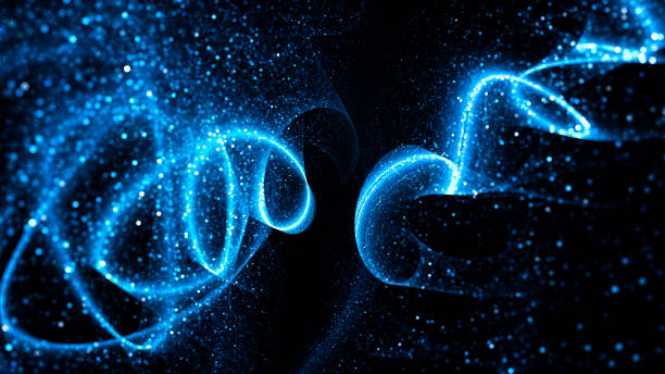 istock Blue glowing looped curves new technology 1372131424