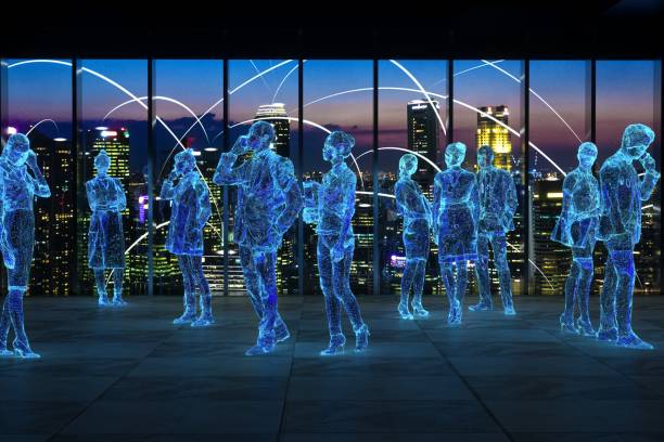 istock Abstract digital people connected with signal 1372131526