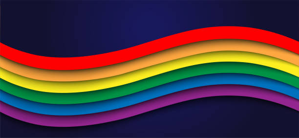 3D abstract Wave rainbow LGBT spectrum flag background. 
Paper cut design. Waves of rainbow colors web banner template. June is celebrated as the Pride Parade month gay pride symbol stock illustrations