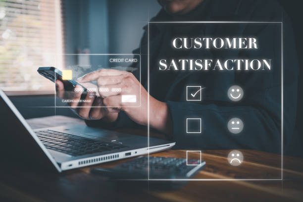istock Customer Survey Feedback and Satisfaction Service Concept. Woman's Hands is Choosing Rate of Satisfaction Evaluation for Customers Service. Product Questionnaire for Customer Satisfied Feedback. 1372134460