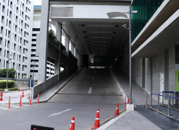 istock Building's way for car. 1372137040