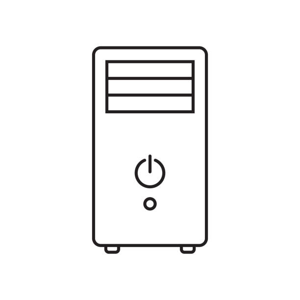Computer case PC line icon. linear style sign for mobile concept and web design. cpu tower box outline vector icon. Computer case PC line icon. linear style sign for mobile concept and web design. cpu tower box outline vector icon. computer case stock illustrations