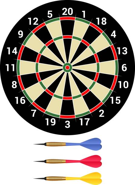 dart - dartboard bulls eye vector pub stock illustrations