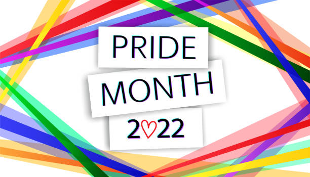 LGBT Pride Month 2022 vector concept. Text in the rainbow flag colors frames on white background. Gay parade annual summer event. pride month stock illustrations