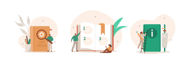 stockillustraties, clipart, cartoons en iconen met user manual set - handleiding