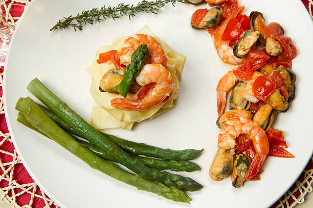 istock pasta with shrimp, mussels and fresh asparagus 137214097