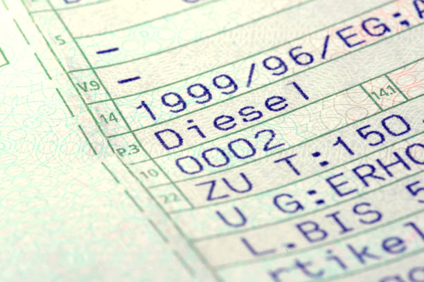 istock Vehicle registration document of a diesel car 1372141223