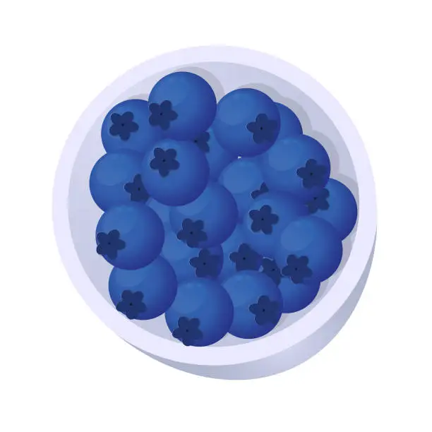 Vector illustration of Lots of blueberries in a white cup.