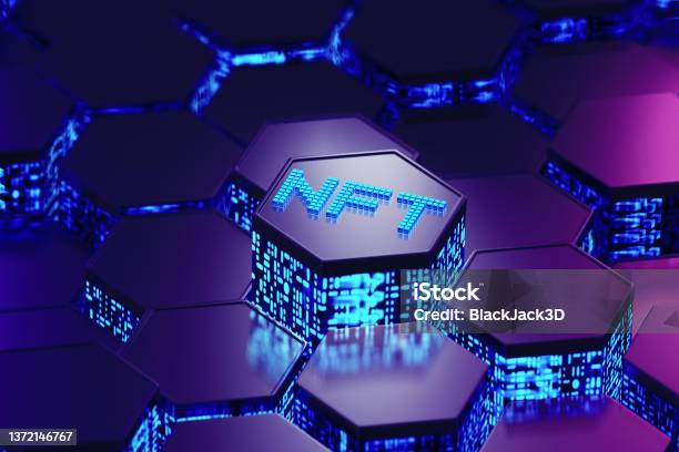 Nft Hexagons Pixelated Concept Stock Photo - Download Image Now - Non-Fungible Token, Hexagon, Backgrounds
