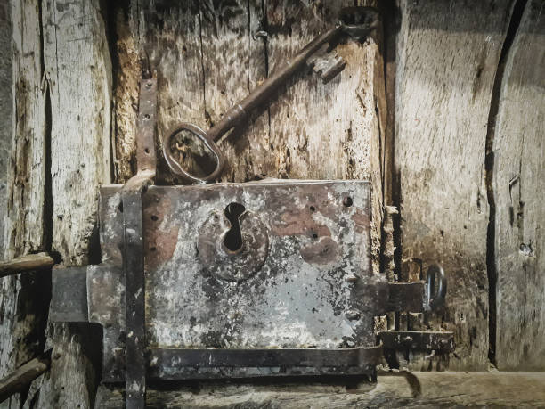istock Antique Iron Padlock Door 1372147497