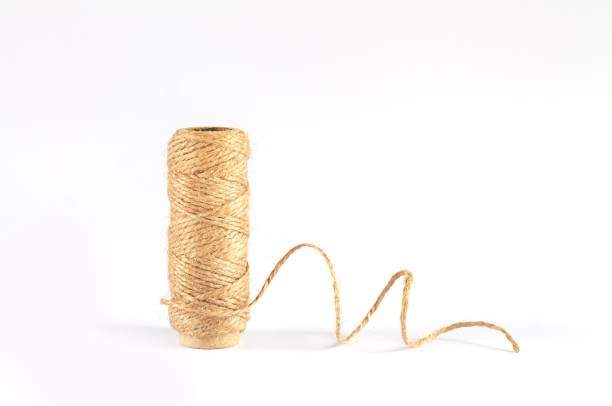 Natural jute twine rope skein isolated on white background