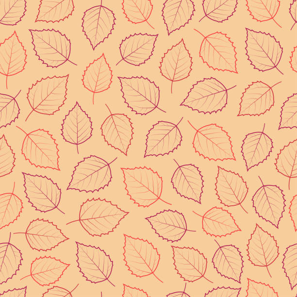 Ornate trendy vector seamless ditsy floral pattern design of tropical aspen leaf outlines. Artistic foliage repeat texture background for printing Elegant trendy ditsy floral texture. Vector seamless pattern design of beautiful aspen leaf outlines. Fall color poplar leaves background for wallpaper, wrapping paper, screen printing and textile aspen leaf stock illustrations