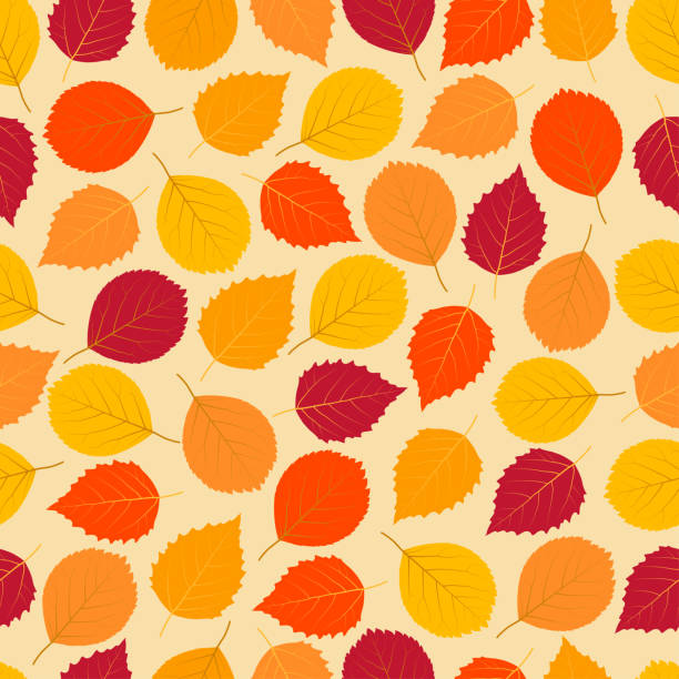 Elegant trendy ditsy vector floral seamless pattern design of autumn color aspen leaves. Repeat texture foliate background for printing and textile Elegant trendy seamless vector floral ditsy pattern design of tropical autumn color aspen leaves. Trendy foliage repeating texture background suitable for fashion, wallpaper, packaging and textile aspen leaf stock illustrations