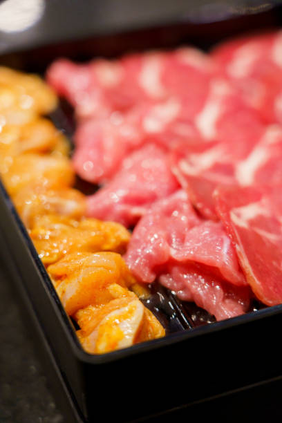 The meat slide are beautifully laid out.