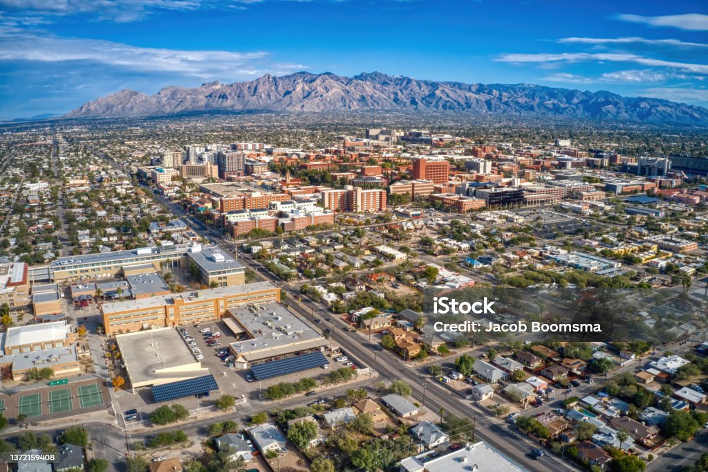 Aerial View of a Large Public University in Tucson, Arizona Tucson Stock Photo