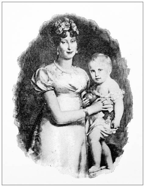antyczne fotografie podróżnicze wiednia: obraz "maria ludwika i król rzymu" - royal baby stock illustrations