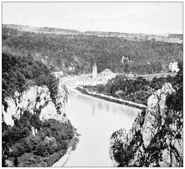 istock Antique travel photographs of Austria: Danube river 1372159729