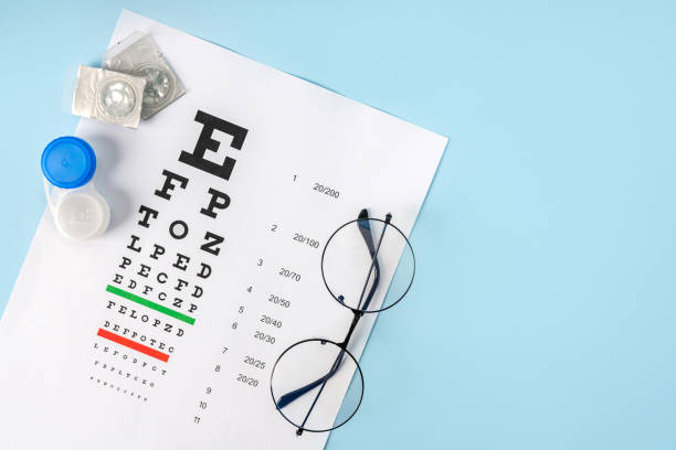 istock A table for checking vision and glasses on a light blue background. a concept for an ophthalmology clinic or the sale of optics 1372160283