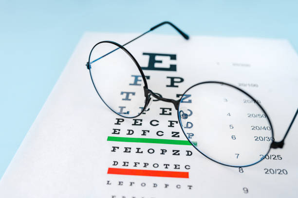 istock A table for checking vision and glasses on a light blue background. a concept for an ophthalmology clinic or the sale of optics 1372160456