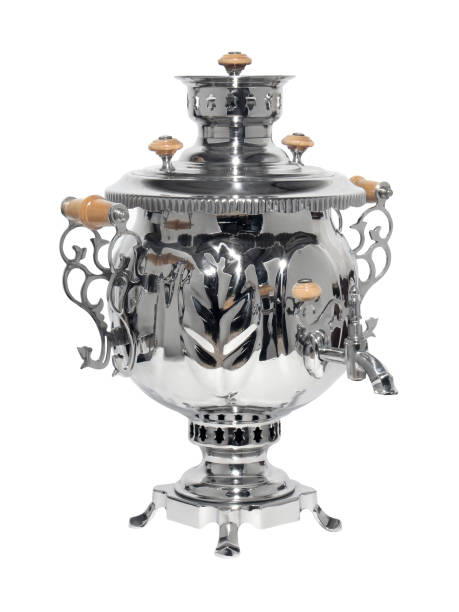istock Traditional old metal russian samovar isolated on white 1372166445