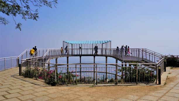 Bangalore,Karnataka,India-February 01 2022: Tourists enjoying in Nandi hills from view tower post covid lockdown and reconstruction