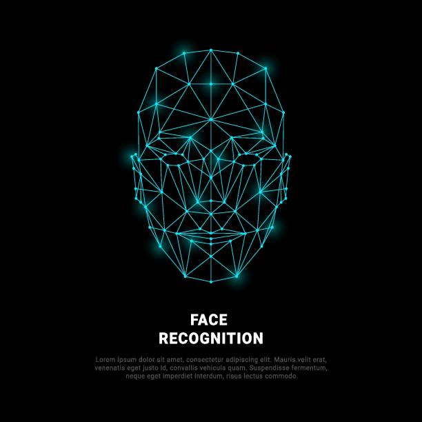 Face recognition Face recognition. Face recognition system concept. biometric scanning, 3D scanning. Identification of a person through a system of recognition. Vector wireframe polygon concept. medical scan stock illustrations
