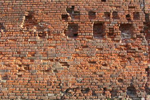 Ancient buildings with red bricks and red walls in rural China