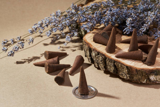 istock Incense cones for aromatherapy with lavender flowers 1372172322