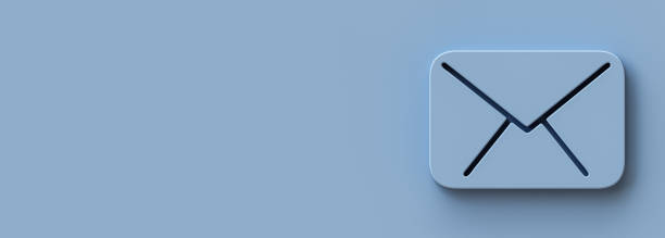 Mail envelope  on pastel blue background. 3d render of new e-mail message notice icon. Concept of subscription to newsletter. 3d illustration, 3d rendering