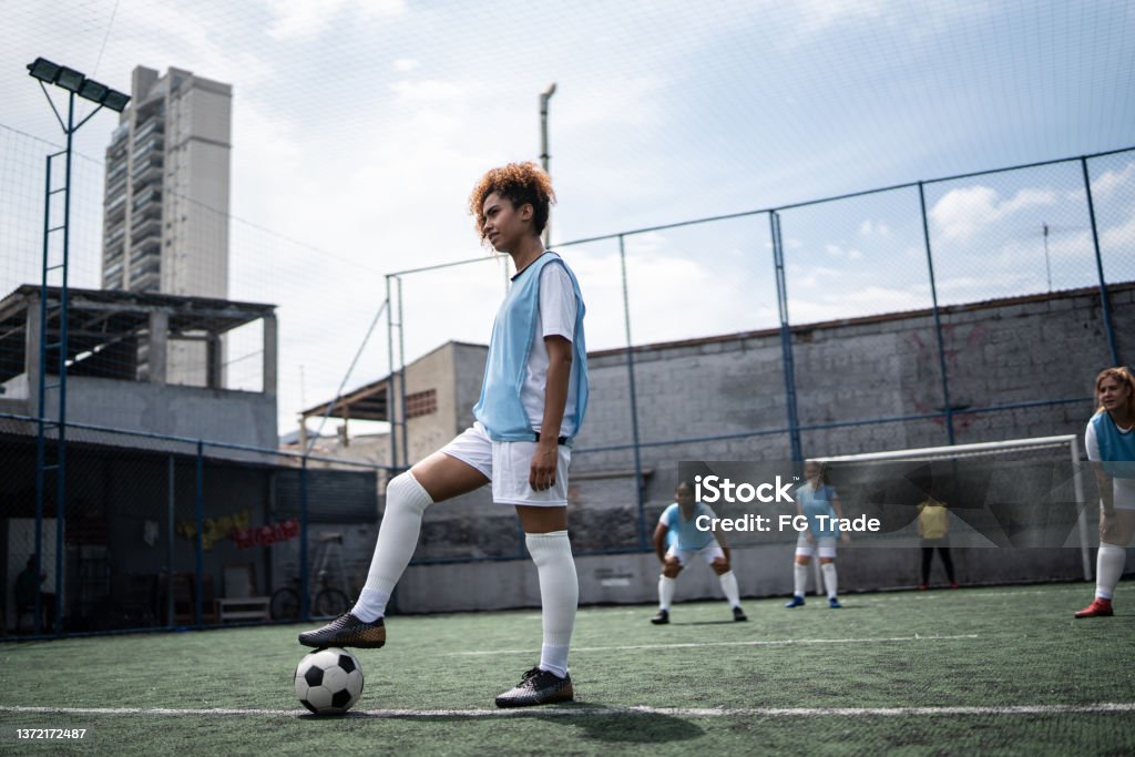 Female soccer game Women's Soccer Stock Photo