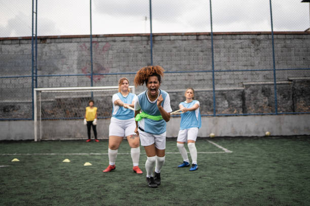 istock Female soccer player training strength 1372172744