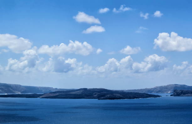 Volcanic Nea Kameni island, Santorini islands, Greece