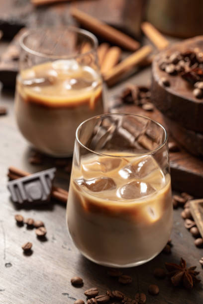 istock Cream and coffee cocktail in glasses with ice. 1372175696