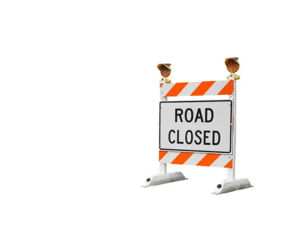 Vector illustration of Road closed sign on white