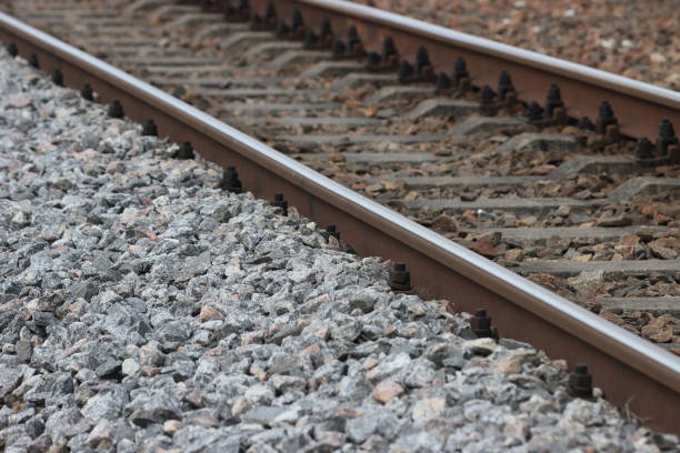 istock Railroad, steel rails. 1372184269