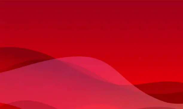 Vector illustration of Red vector abstract background template with wavy elements, gradients