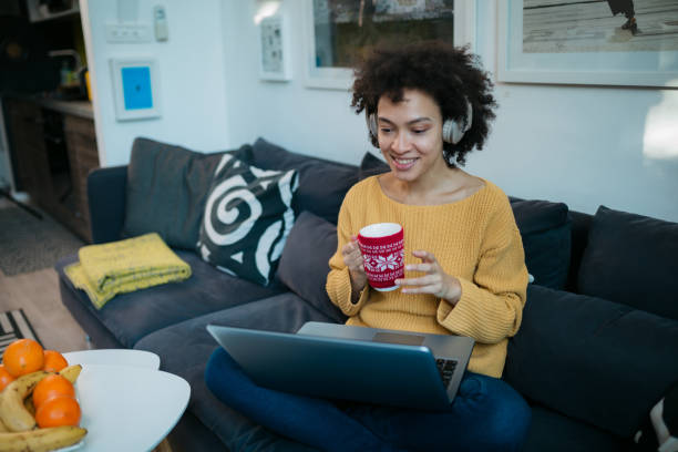 istock Happy African American female freelancer working from home 1372194492